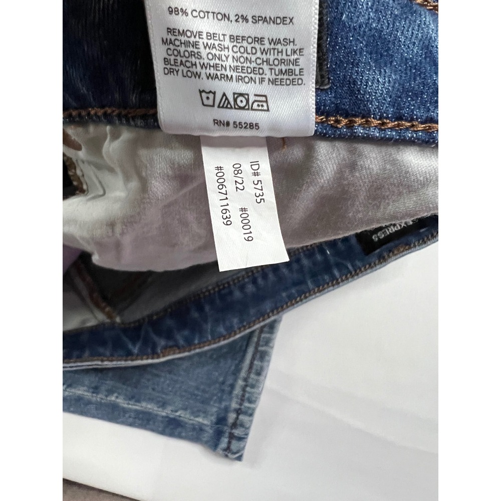 Express Relaxed Tapered Mid Rise Jeans Medium Wash Denim Belted 4R 006711639 - Picture 5 of 7